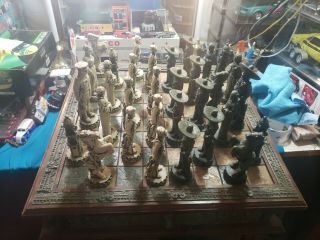 Rare Complete 1970s Vintage Mexican Revolution Chess Set Hard To Find