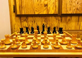 Atq British Howard Staunton Complete Chess Set & Mahogany Box C - 1910 2