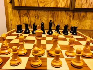 Atq British Howard Staunton Complete Chess Set & Mahogany Box C - 1910 3
