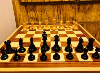 Atq British Howard Staunton Complete Chess Set & Mahogany Box C - 1910 5