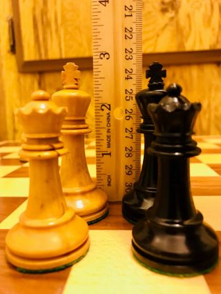 Atq British Howard Staunton Complete Chess Set & Mahogany Box C - 1910 6