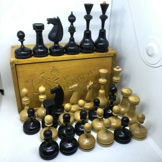 Big Soviet Wooden Chess Set Ussr.  Poltava