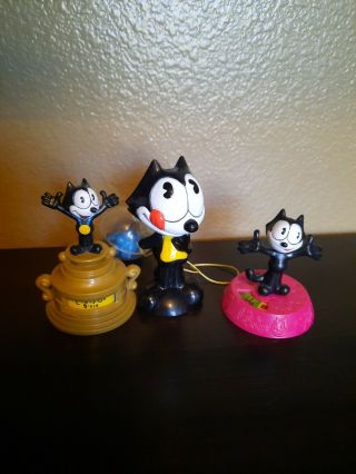 3 Vtg Felix The Cat Toy Cat & Fish Cup & Ball Skill Toy Game - 2 Trophy Wendys