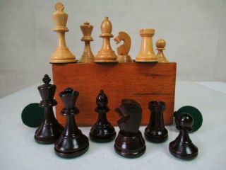 Vintage Chess Set Sutton Coldfield?library Weighted Staunton Pattern K 74 Mm