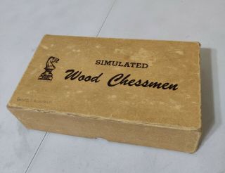 Vintage Drueke Games No 35 Simulated Wood Chessmen Chess Set Weighed Bottoms