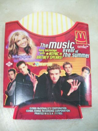 2000 Mcdonalds French Fry Holder Nsync Britney Spears Music Event Of The Summer