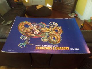 Rare Vintage Dungeons & Dragons Poster 24 " X 36 " Mattel Electronics