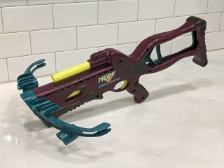 Vintage 1995 Nerf Toy Gun Crossbow Kenner Purple Modding Mod Bow Mega Dart Vtg