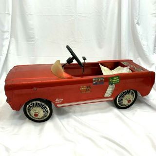 Vintage 1964 Amf Junior Midget Mustang Toy Pedal Car Red Spoke Wheels