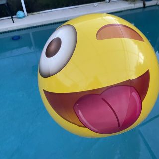 Giant 55in Wink Emoji Beach Ball Pool Toy Inflatable Blow Up
