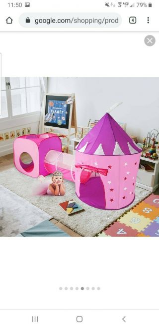 Pop Up Princess Tent With Ball Pit And Mesh Tunnel