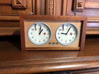 Vintage Garde Ruhla Chess Timer Clock - Made In Germany - Mahogany/birds Eye Maple