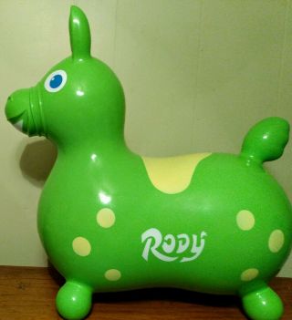 1984 Ledraplastic Inflatable Rody Riding Horse Lime Green VG - EX Ships Deflated 2