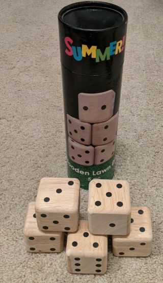 Wood Lawn Dice / 5 Pc Party Game Outdoor Giant Jumbo Lawn Wooden Summer