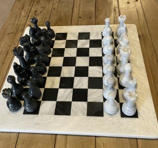 Marble Black And White Chess Set - Radicaln Hand Crafted 15 Inch
