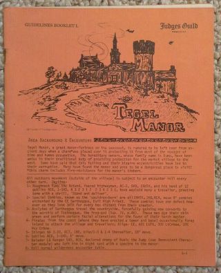 Tegel Manor - Guidelines Booklet L (2nd) - Dungeons & Dragons - D&d Judges Guild