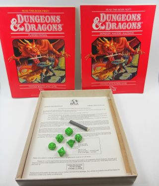 Tsr 1011 Dungeons & Dragons Basic Rules Set 1 All 6 Green Dice 2 Booklets 1983