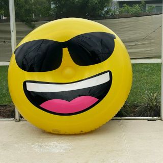 Giant 6ft X 2ft Heat Stretched Inflatable Smiley Face Island Pool Float Blow Up