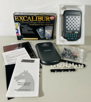 Excalibur Travel King Master 2 In 1 Portable Electronic Chess & Checkers Game