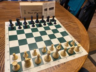 Vintage Drueke Games Simulated Wood Chessmen Chess Set 35 Weighted Bottoms