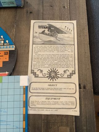 THE SINKING OF THE TITANIC Board Game Vintage 1976 Ideal Toy Corp.  99 Complete 3