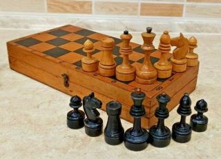 Soviet Old Wood Chess Set Russian Vintage Ussr Antique 1961 30cm 11.  8in