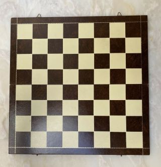 Vintage Leather & Gilt Folding Chess Board,  Made In Italy,  16x16,  1.  75 Squares