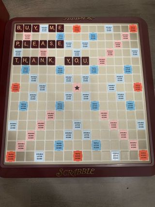 Scrabble Deluxe Edition Turntable Board Game Wood Tiles Hasbro 2001 Complete