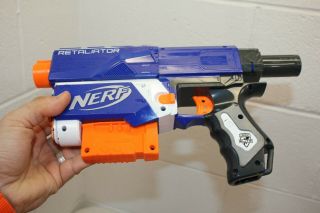 Nerf N - Strike Elite Retaliator Blue Dart Gun Blaster w/ 6 dart Mag Clip 2