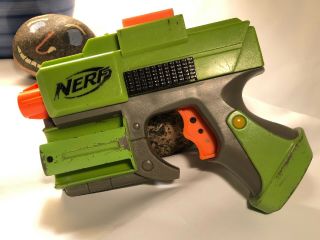Hasbro 2005 Nerf Tactical Green Crossfire Pistol Handgun Soft Dart Gun Blaster