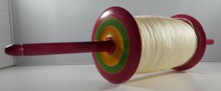 Wooden Kite String Winder Spool - Painted Classic Holder With String -