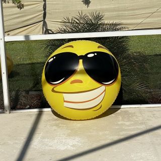 Modified 48in Smiley Emoji Face Beach Ball Inflatable Blow Up Pool Float