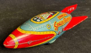 Vintage Japan Tin Sparkling Space Ranger Tin Friction Space Rocket