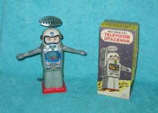 Mechanical Television Spaceman W/box By Alps Japan