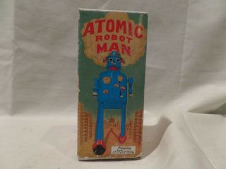 Schylling Collector Series Blue " Atomic Robot Man " With And Key To Wind Tin