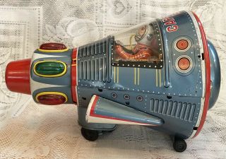 Vintage Space Capsule 5 Tin Toy Battery Operated Japan Pat 219228 2