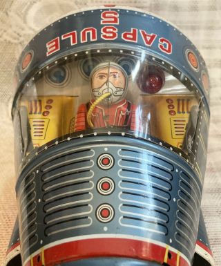 Vintage Space Capsule 5 Tin Toy Battery Operated Japan Pat 219228 4
