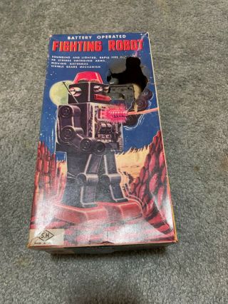 S.  H.  Japan Tin Toy Fighting Robot - Battery Operated Box