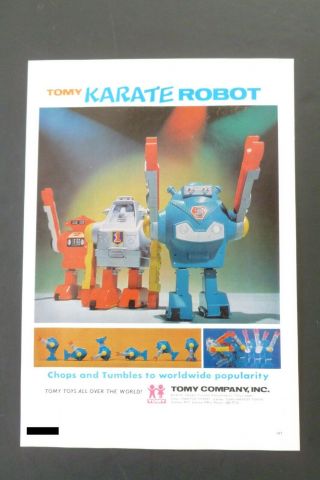 Rare Vtg 1970 Dealer Ad - Tomy Karate Robot Japan Space Toy 1970 