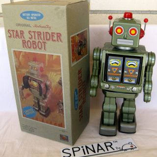 Star Strider Robot - Japan Horikawa Tin Toy - Metallic Green Version