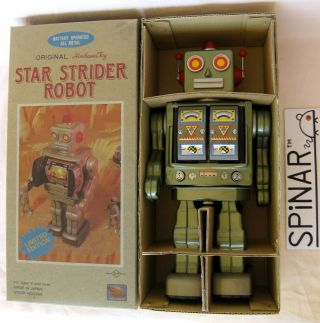 STAR STRIDER ROBOT - JAPAN HORIKAWA Tin Toy - METALLIC GREEN Version 2