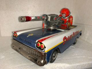 Vintage Nomura Space Patrol Car W Astronaut Colorful Battery Operated Tin Toy