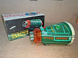 Vintage 60s Nasa United States Space Capsule Battery Operated Tin Toy