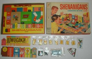 Vintage 1966 Shenanigans Board Game Complete Milton Bradley Carnival Of Fun