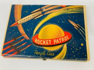 Vintage Rocket Patroil Pencil Case 1950s Big One Shape