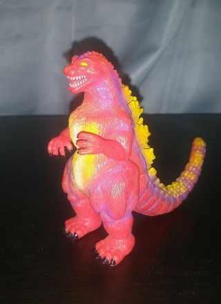 Godzilla Figure Vintage Orange Red Green 5” Plastic Figure