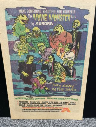 Comic Book Ad Aurora Monster Models Glow Dark 1969 Creature Lagoon Frankenstein