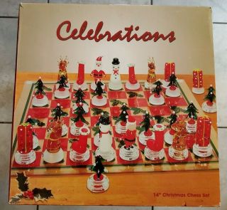 Celebrations 14” Christmas Glass Chess Set