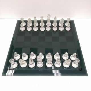Pavilion Glass Chess Set Limited Edition W/ Smoked Glass Chess Board
