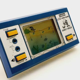 Vintage Gakken Donkey Angler Lcd Electronic Handheld Video Game 1980 